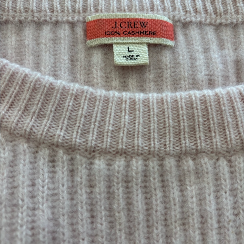 EUC J Crew Ribbed Cashmere Crewneck Sweater size L - Picture 3 of 4